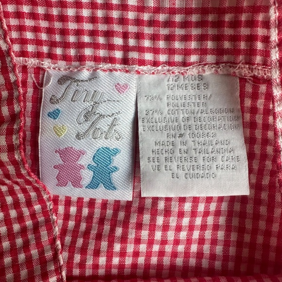 Vintage Tiny Tots Red Gingham Plaid Pinafore Overall Dress - Picture 3 of 4